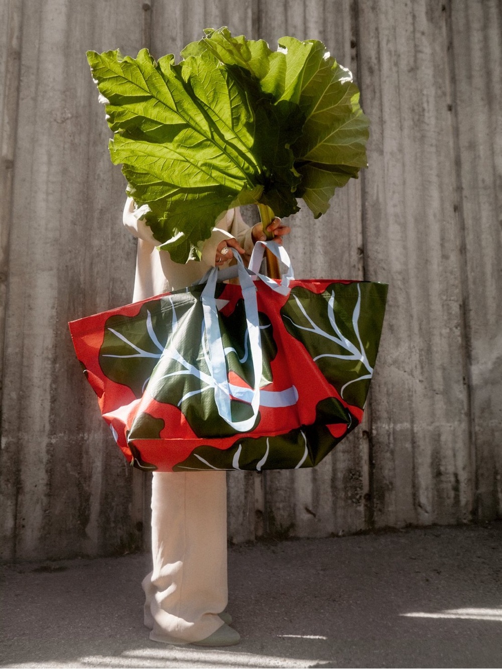 IKEA x Marimekko BASTUA Large Carrier Tote 71L Rhubarb Leaf Bags